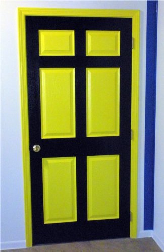 yellow and black door by
                    suzie paints