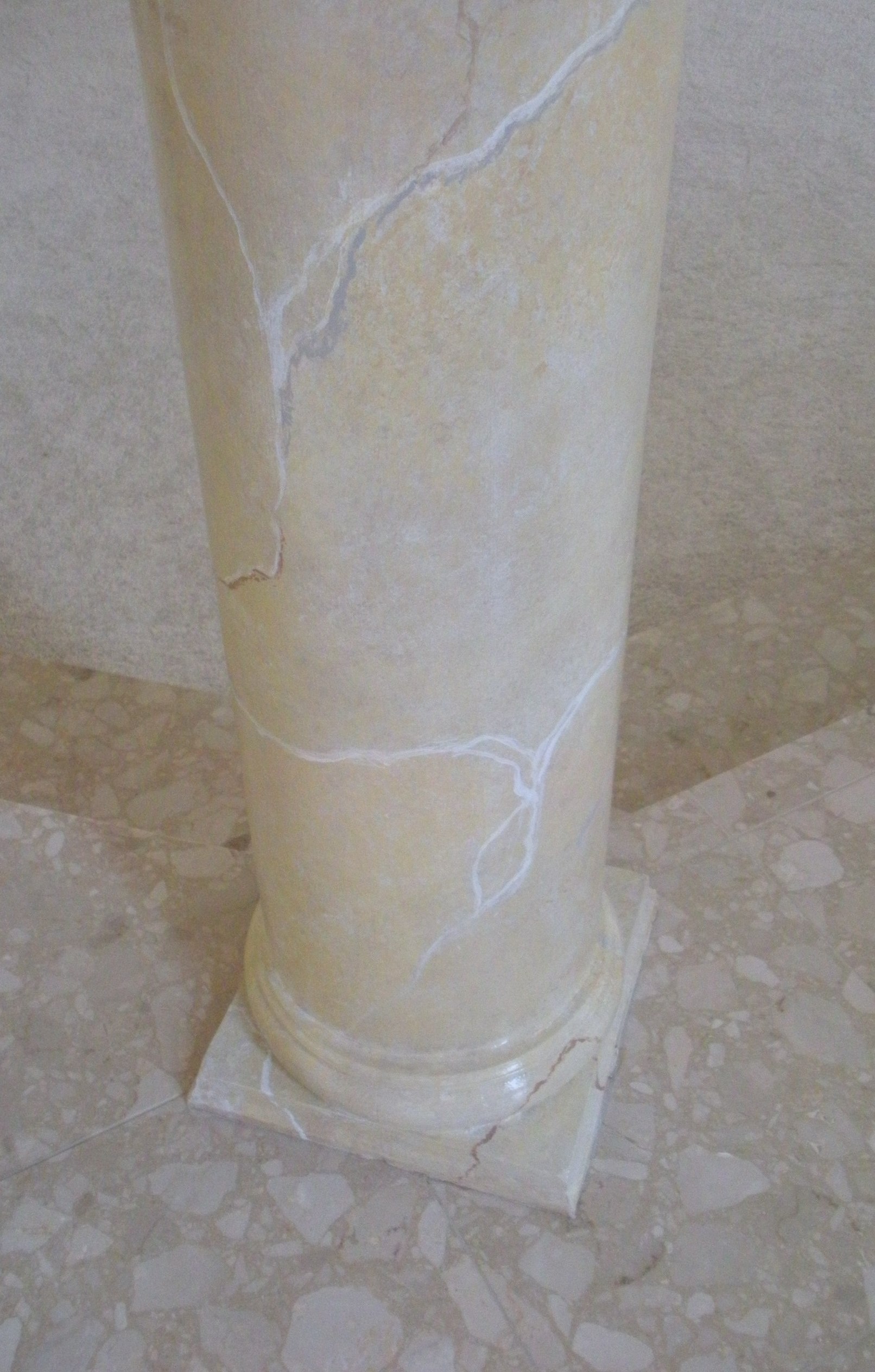 I'm a wooden column that has been fauxed to look like I'm made of marble!