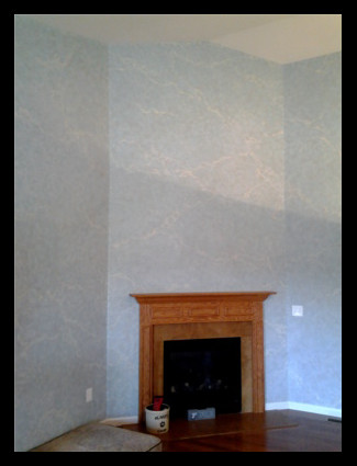 Blue Marble faux finish in living room.
